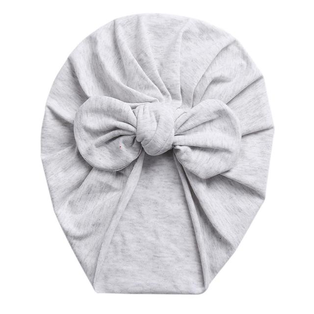 Solid Baby Cotton Beanies Cute Bear Ear Bowknot Turban Hats Sweet Soft 0-4T Elastic Caps for Newborn Baby Boy Girls Headwraps