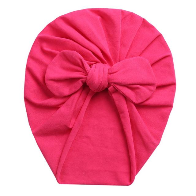 Solid Baby Cotton Beanies Cute Bear Ear Bowknot Turban Hats Sweet Soft 0-4T Elastic Caps for Newborn Baby Boy Girls Headwraps