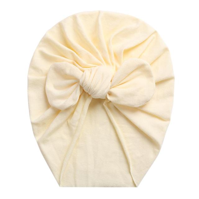 Solid Baby Cotton Beanies Cute Bear Ear Bowknot Turban Hats Sweet Soft 0-4T Elastic Caps for Newborn Baby Boy Girls Headwraps