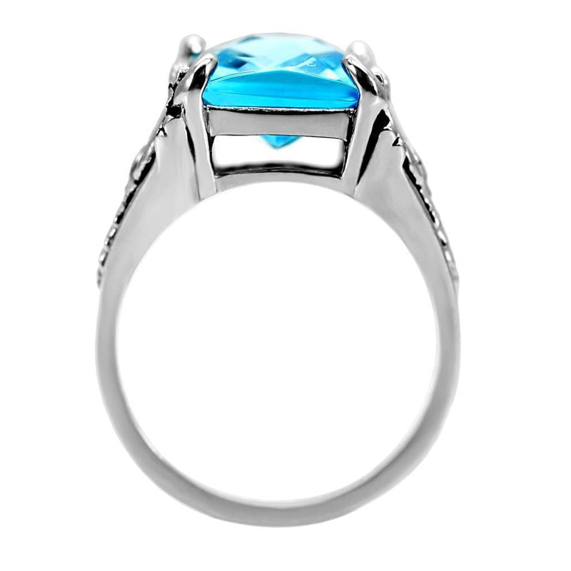 Vintage Rings TK021 Stainless Steel Ring with Synthetic in Sea Blue