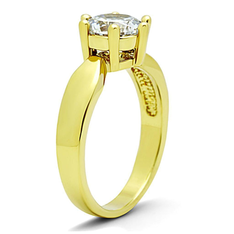 Gold Plated Rings TK071G Gold - Stainless Steel Ring with AAA Grade CZ