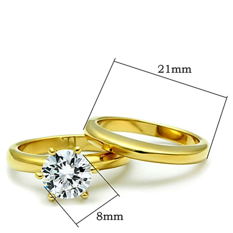 Gold Plated Rings TK097G Gold - Stainless Steel Ring with AAA Grade CZ