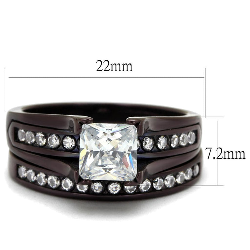 Vintage Rings TK0W383DC Dark Brown (coffee) Stainless Steel Ring with CZ