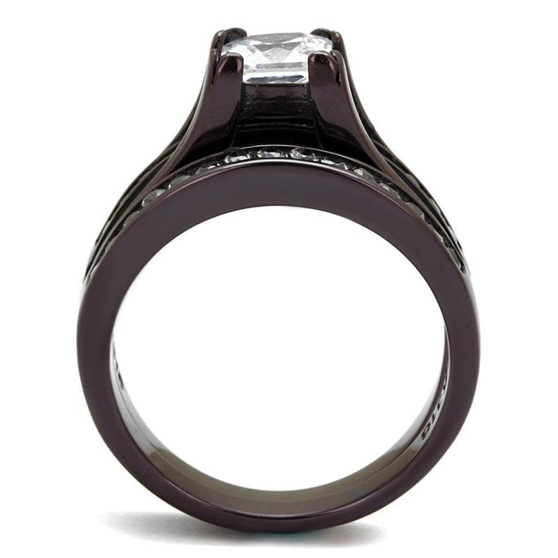 Vintage Rings TK0W383DC Dark Brown (coffee) Stainless Steel Ring with CZ