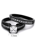 Vintage Rings TK0W383J Two-Tone Black Stainless Steel Ring with CZ