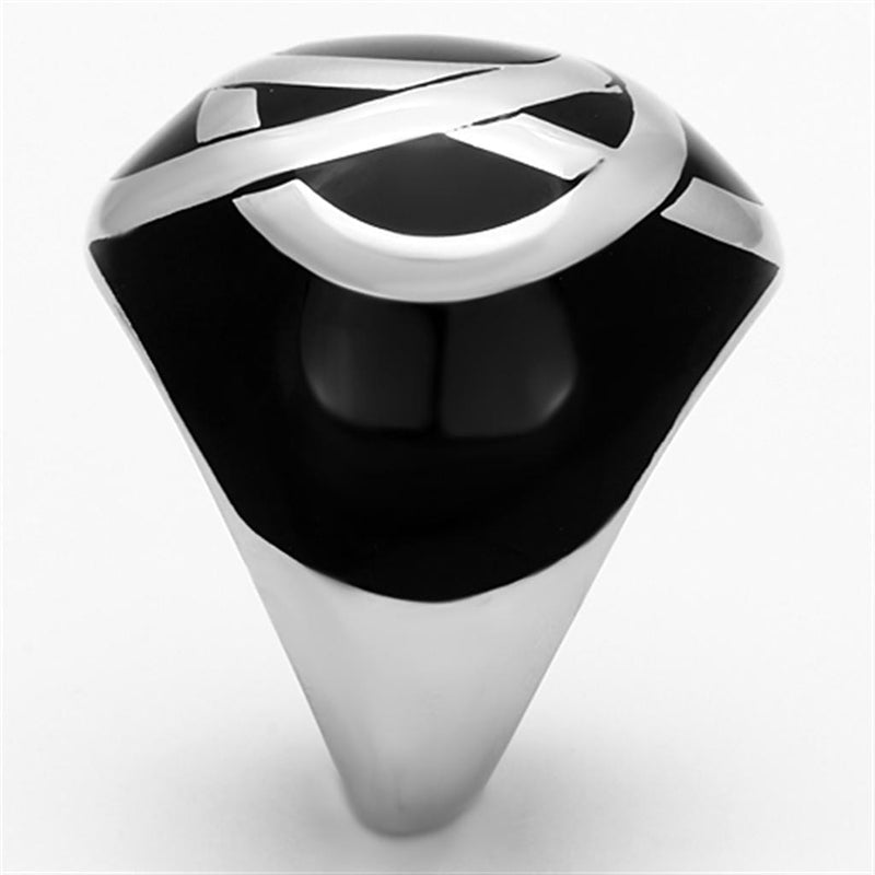 Fashion Rings For Women TK1133 Stainless Steel Ring with Epoxy in Jet