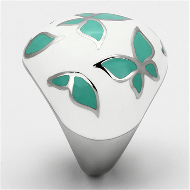 Fashion Rings For Women TK1137 Stainless Steel Ring with Epoxy in Emerald