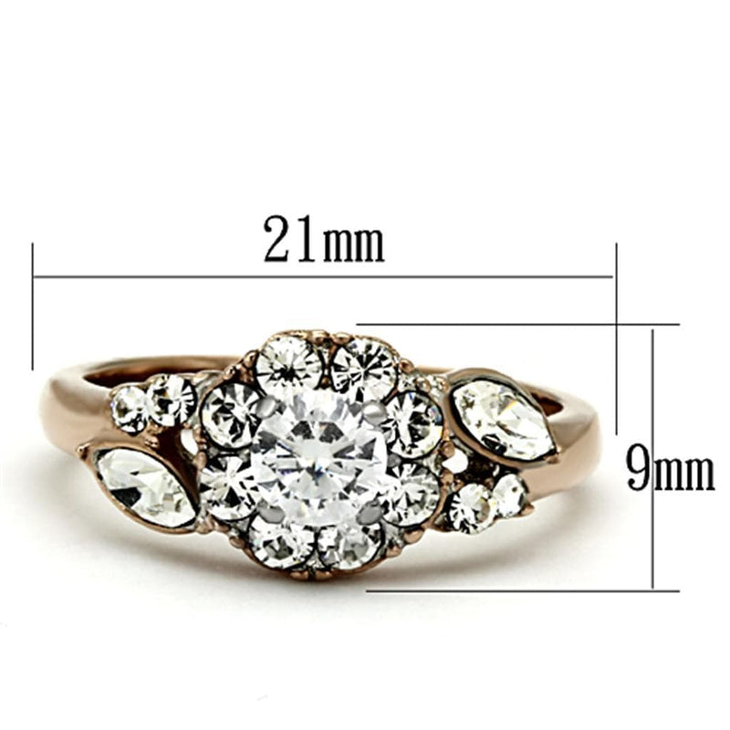 Rose Gold Wedding Rings TK1164 Two-Tone Rose Gold Stainless Steel Ring