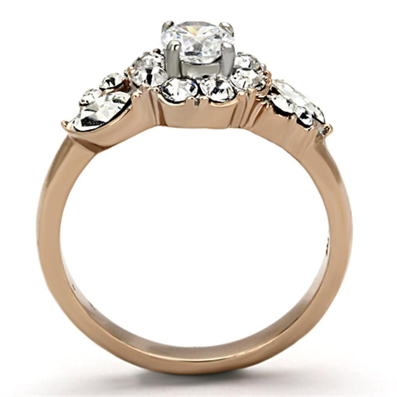 Rose Gold Wedding Rings TK1164 Two-Tone Rose Gold Stainless Steel Ring