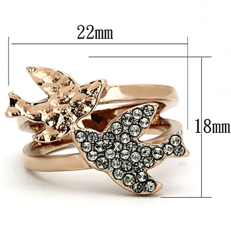 Rose Gold Wedding Rings TK1165 Two-Tone Rose Gold Stainless Steel Ring with Crystal