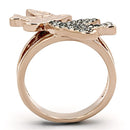 Rose Gold Wedding Rings TK1165 Two-Tone Rose Gold Stainless Steel Ring with Crystal