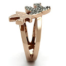 Rose Gold Wedding Rings TK1165 Two-Tone Rose Gold Stainless Steel Ring with Crystal