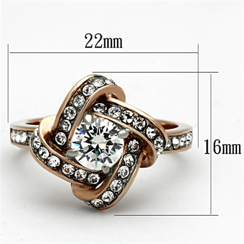 Rose Gold Wedding Rings TK1166 Two-Tone Rose Gold Stainless Steel Ring