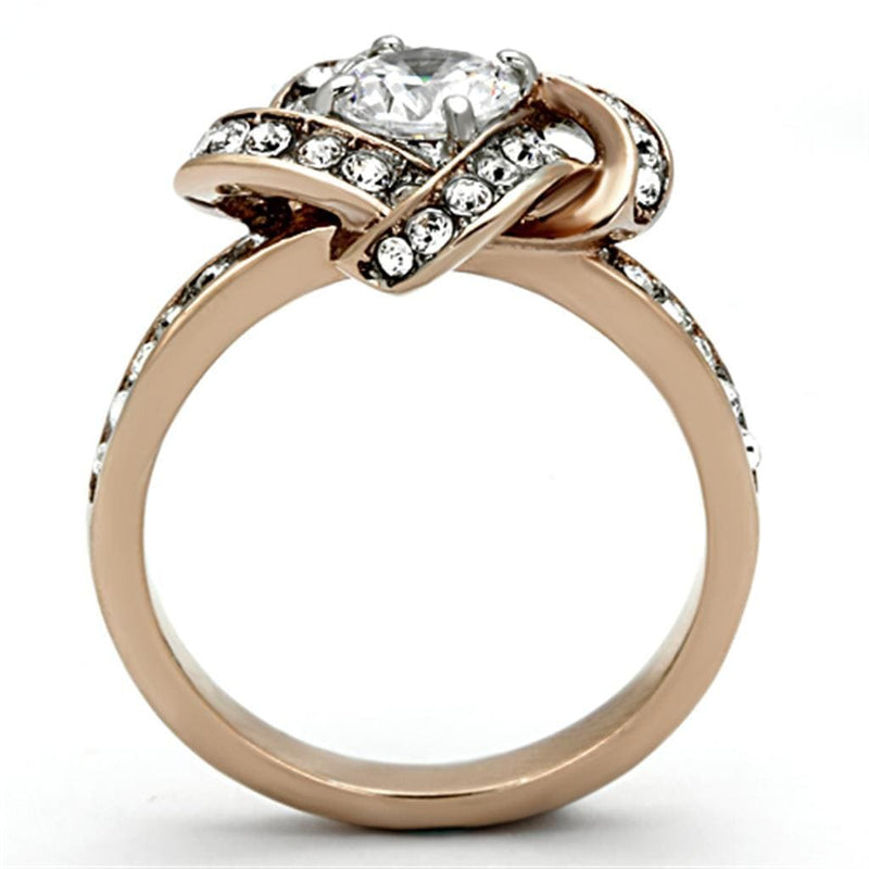 Rose Gold Wedding Rings TK1166 Two-Tone Rose Gold Stainless Steel Ring