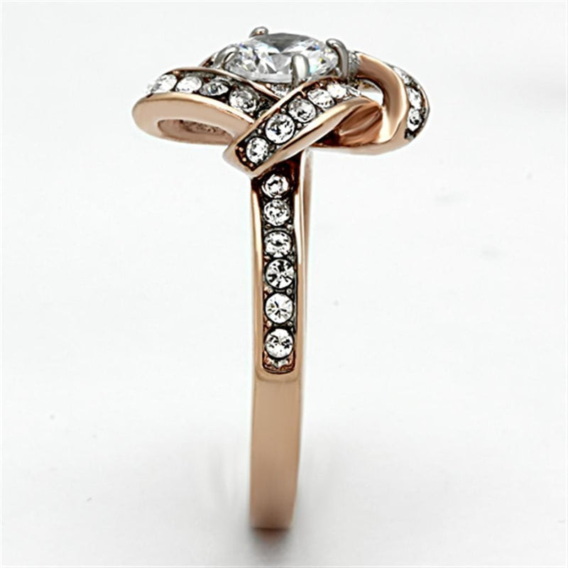 Rose Gold Wedding Rings TK1166 Two-Tone Rose Gold Stainless Steel Ring