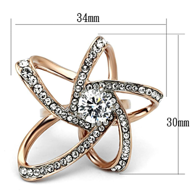 Rose Gold Wedding Rings TK1170 Two-Tone Rose Gold Stainless Steel Ring