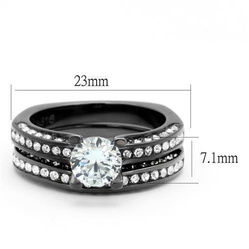 Cheap Rings TK1175LJ Light Black (Gun) Stainless Steel Ring with CZ