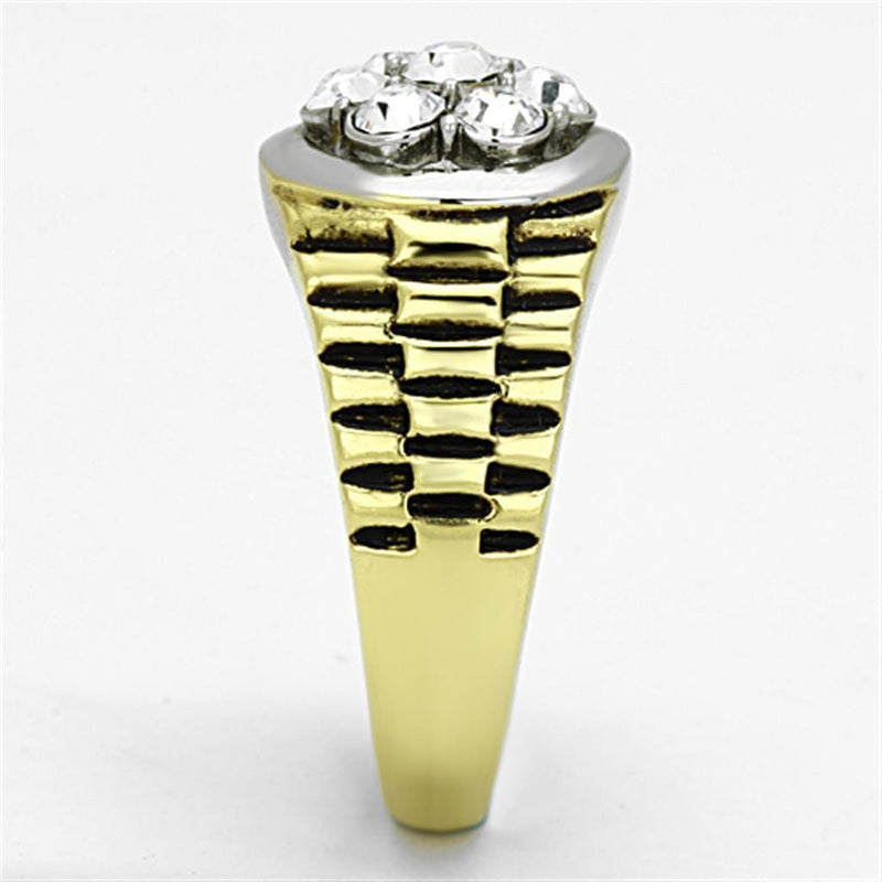 Cheap Gold Rings TK1191 Two-Tone Gold - Stainless Steel Ring with Crystal
