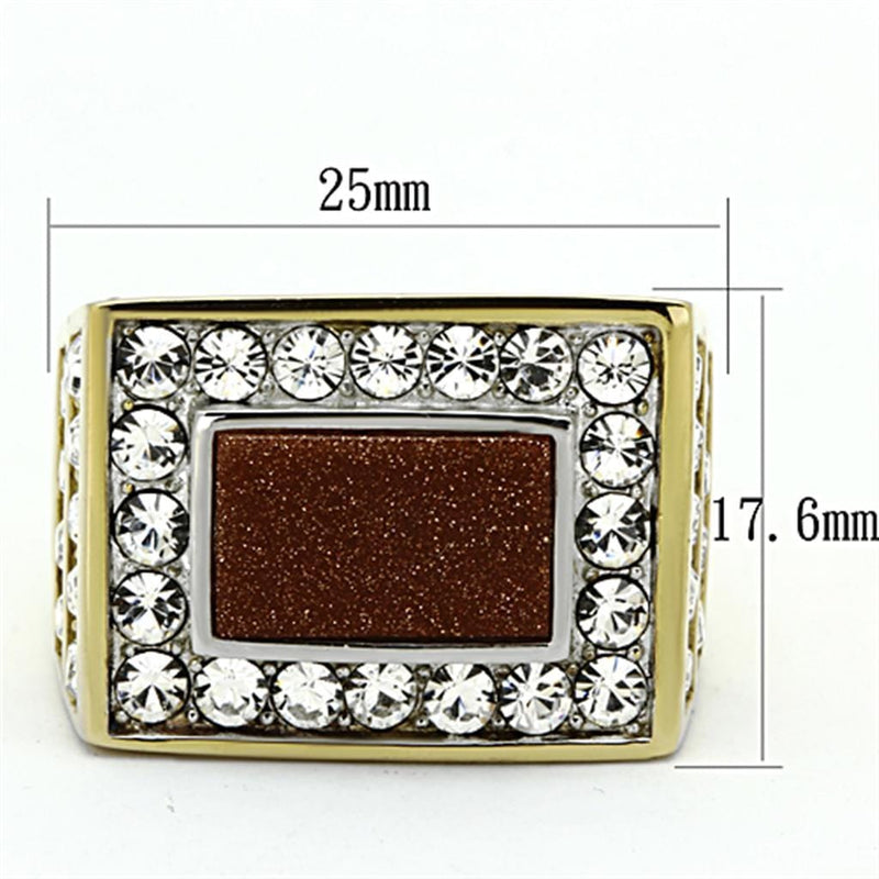 Cheap Gold Rings TK1194 Two-Tone Gold - Stainless Steel Ring with Synthetic