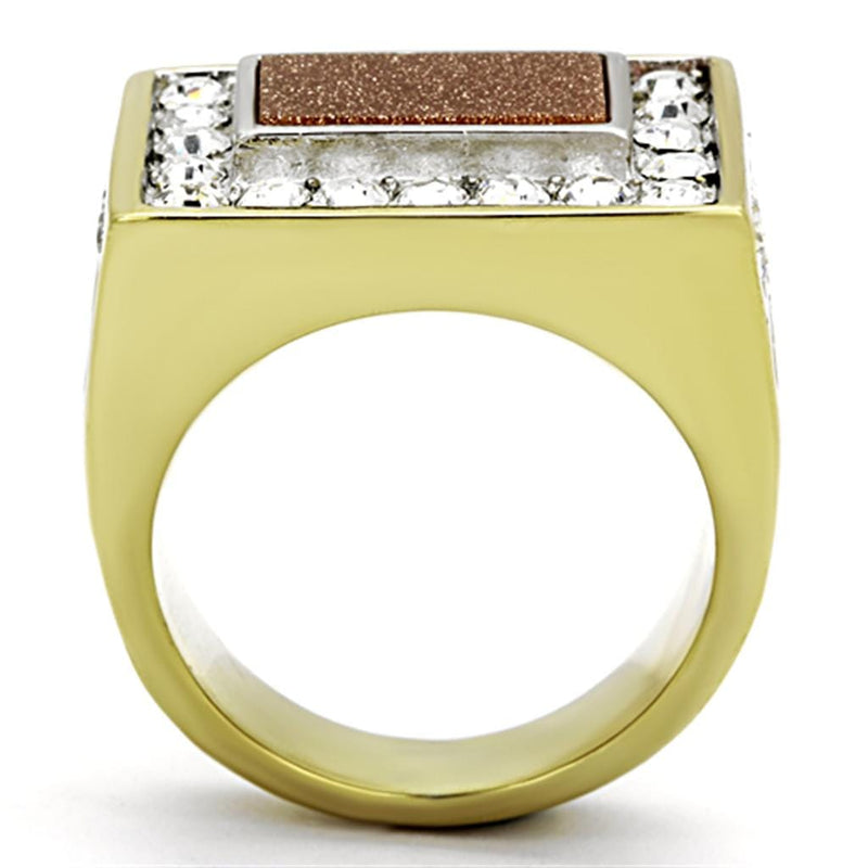 Cheap Gold Rings TK1194 Two-Tone Gold - Stainless Steel Ring with Synthetic