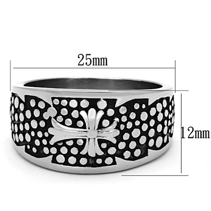 Men's Pinky Rings TK1196 Stainless Steel Ring with Epoxy in Jet