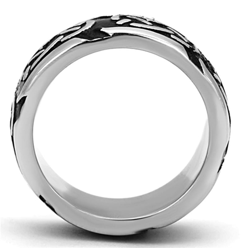 Men's Pinky Rings TK1197 Stainless Steel Ring with Epoxy in Jet