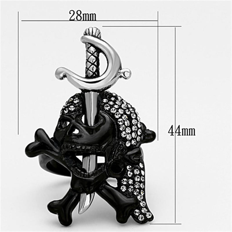 Mens Stainless Steel Rings TK1204 Two-Tone Stainless Steel Ring with Crystal