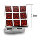 Cufflinks TK1272 Stainless Steel Cufflink with Epoxy in Garnet