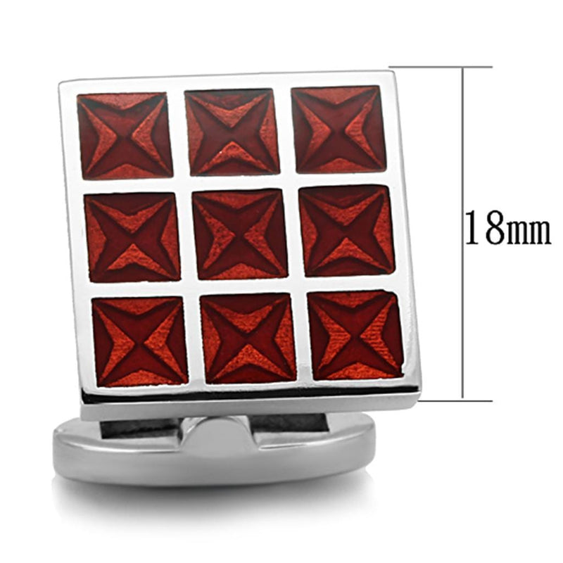 Cufflinks TK1272 Stainless Steel Cufflink with Epoxy in Garnet