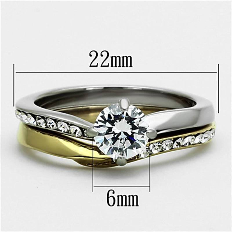 Cheap Gold Rings TK1280 Two-Tone Gold - Stainless Steel Ring with CZ