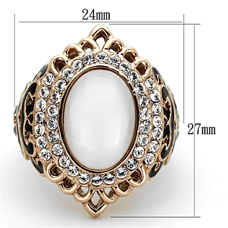 Rose Gold Wedding Rings TK1286 Rose Gold - Stainless Steel Ring with Synthetic