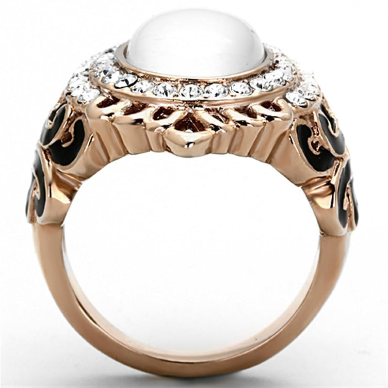 Rose Gold Wedding Rings TK1286 Rose Gold - Stainless Steel Ring with Synthetic