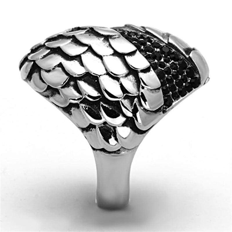 Cheap Rings TK1327 Stainless Steel Ring with Top Grade Crystal in Jet