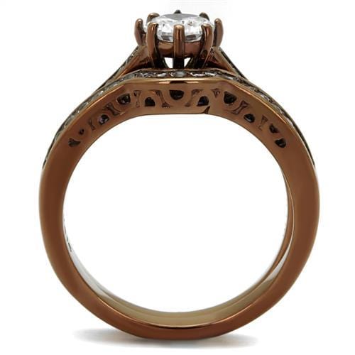 Cheap Rings TK1330LC Coffee light Stainless Steel Ring with AAA Grade CZ