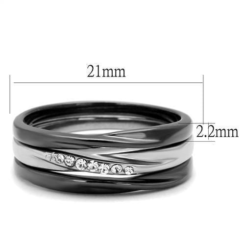 Cheap Rings TK1340PJ Two Tone Light BlackStainless Steel Ring with Crystal