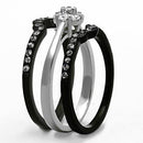 Cheap Rings TK1345 Two-Tone Black Stainless Steel Ring with AAA Grade CZ