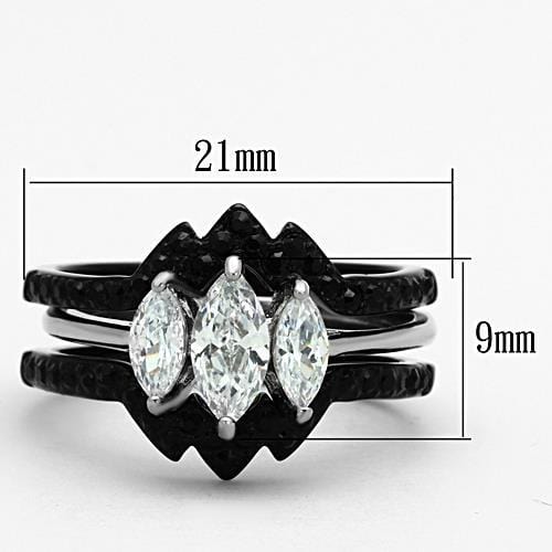 Cheap Wedding Rings TK1347 Two-Tone Black Stainless Steel Ring with CZ