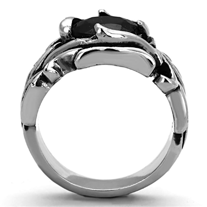 Men's Pinky Rings TK1355 Stainless Steel Ring with Synthetic in Jet