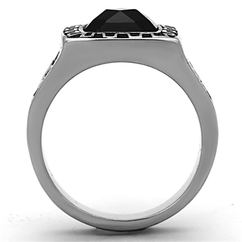 Men's Pinky Rings TK1356 Stainless Steel Ring with Synthetic in Jet