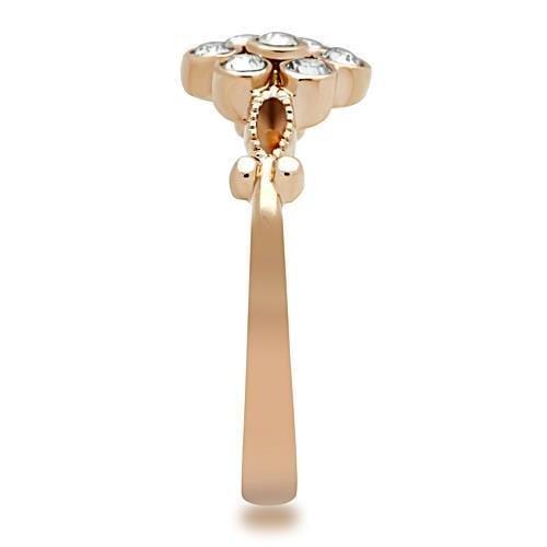 Rose Gold Wedding Rings TK1378 Rose Gold - Stainless Steel Ring with Crystal