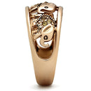 Rose Gold Wedding Rings TK1380 Rose Gold - Stainless Steel Ring with Crystal