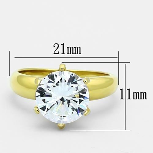 Thin Gold Ring TK1408 Gold - Stainless Steel Ring with AAA Grade CZ