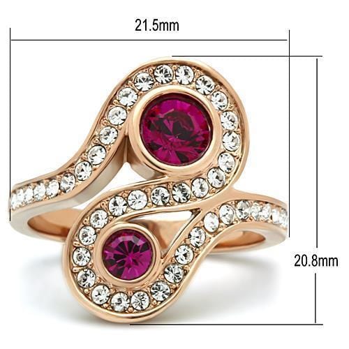 Rose Gold Rings TK1413 Rose Gold - Stainless Steel Ring with Crystal