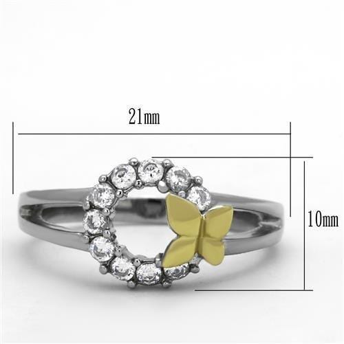 Thin Gold Ring TK1434 Two-Tone Gold - Stainless Steel Ring with CZ