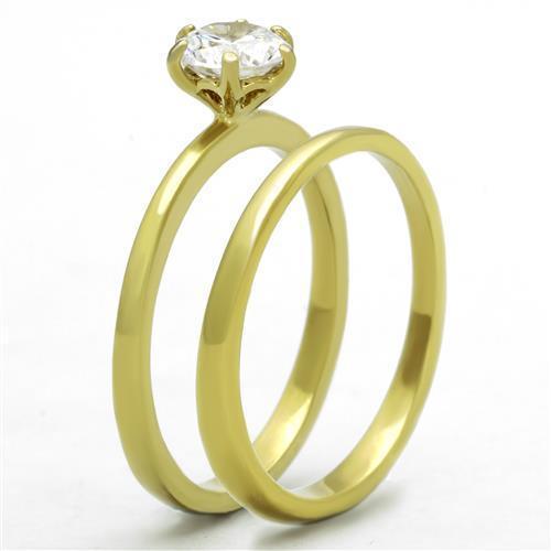 Thin Gold Ring TK1439 Gold - Stainless Steel Ring with AAA Grade CZ