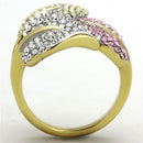 Thin Gold Ring TK1441 Two-Tone Gold - Stainless Steel Ring with Crystal