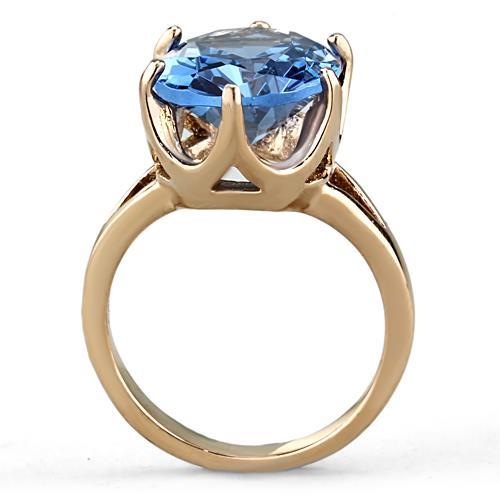 Rose Gold Rings TK1484 Rose Gold - Stainless Steel Ring in London Blue