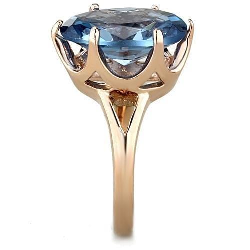 Rose Gold Rings TK1484 Rose Gold - Stainless Steel Ring in London Blue