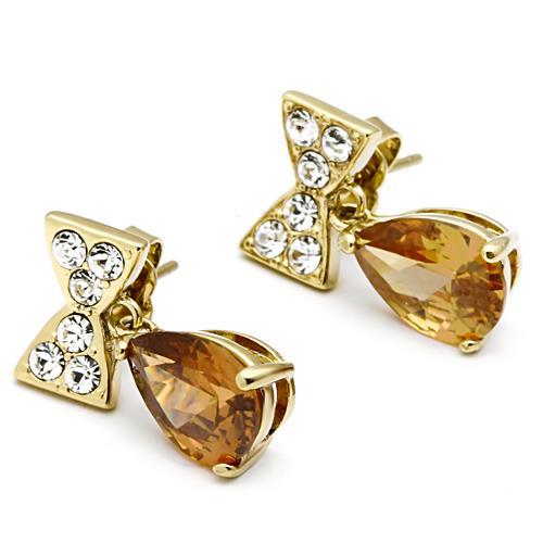 Gold Drop Earrings TK1487 Gold - Stainless Steel Earrings with AAA Grade CZ