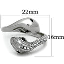 Band Rings TK1532 Stainless Steel Ring with Top Grade Crystal in Jet